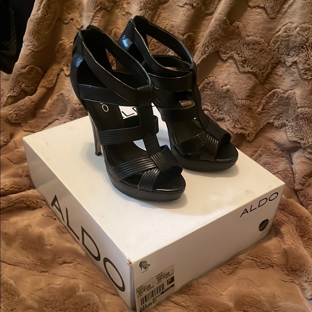 Aldo Black Strappy Heels